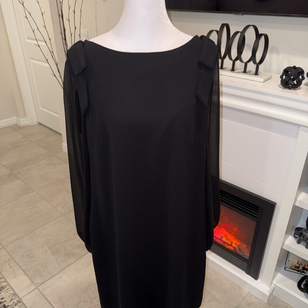 NWT Ann Taylor Black Long Sleeve Dress Size 10 - Picture 2 of 12